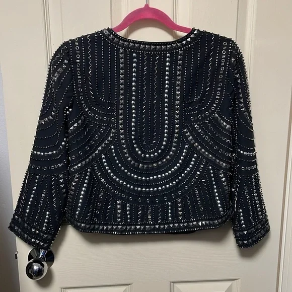 Black Beaded Blazer Evening Jacket - Picture 6 of 6